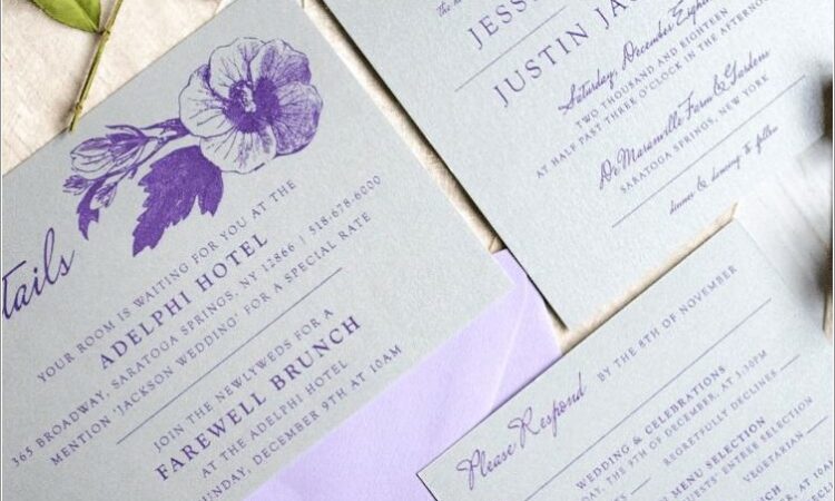 Lilac And Silver Wedding Invitations