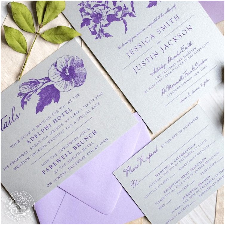 Lilac And Silver Wedding Invitations