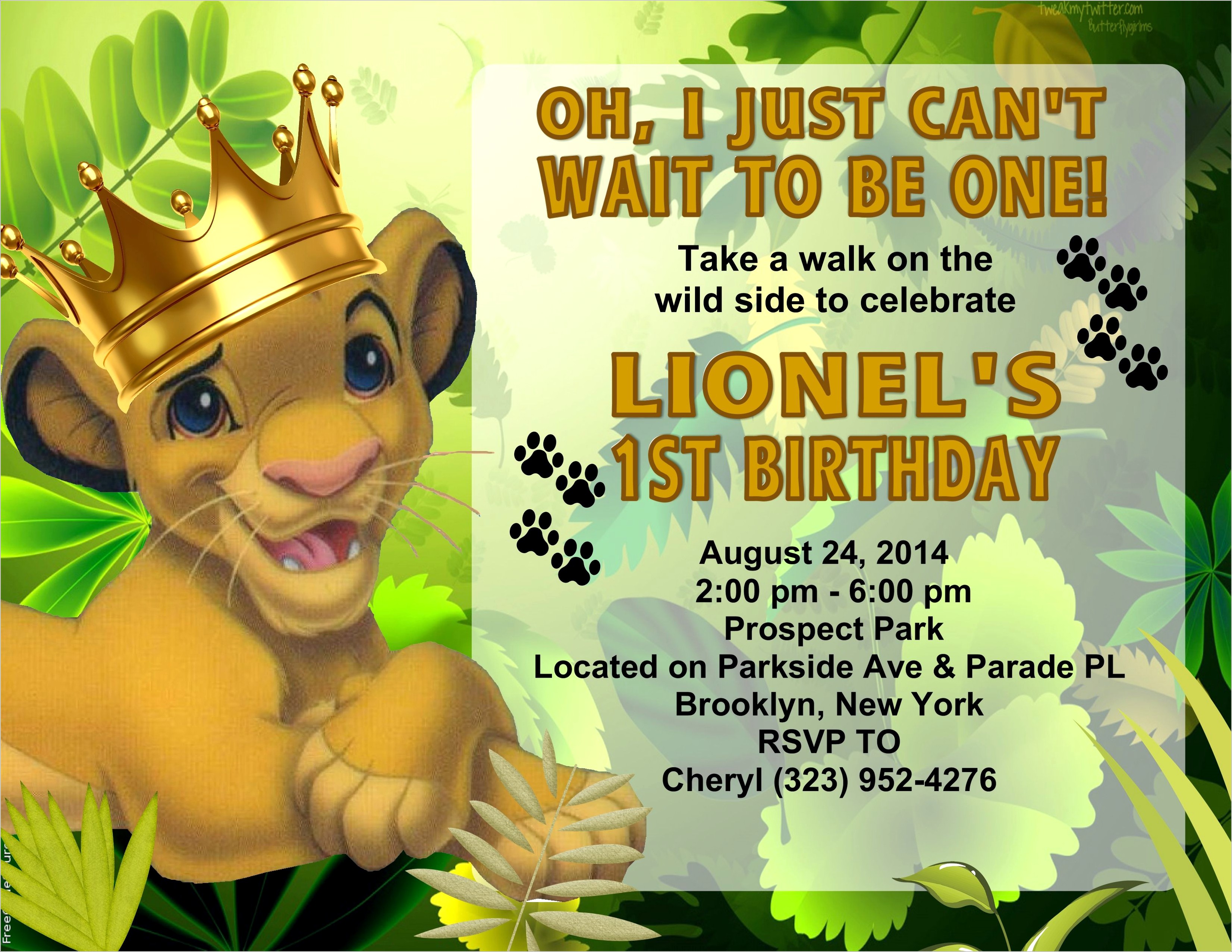 Lion King Birthday Invitations