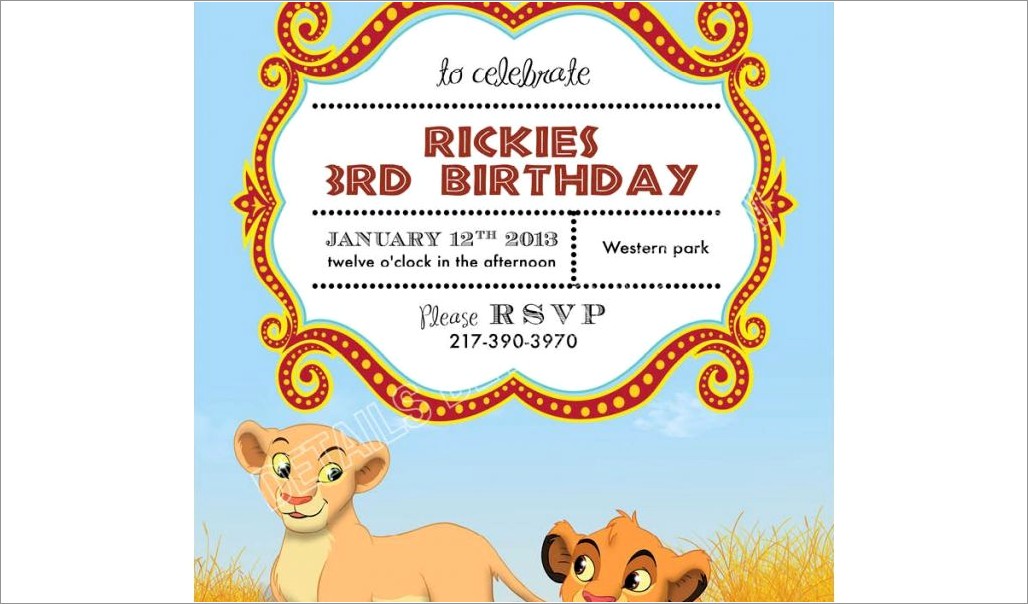 Lion King Invitations Birthdays