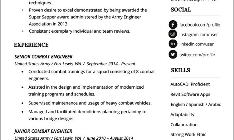 List Of Military Skills For Resume