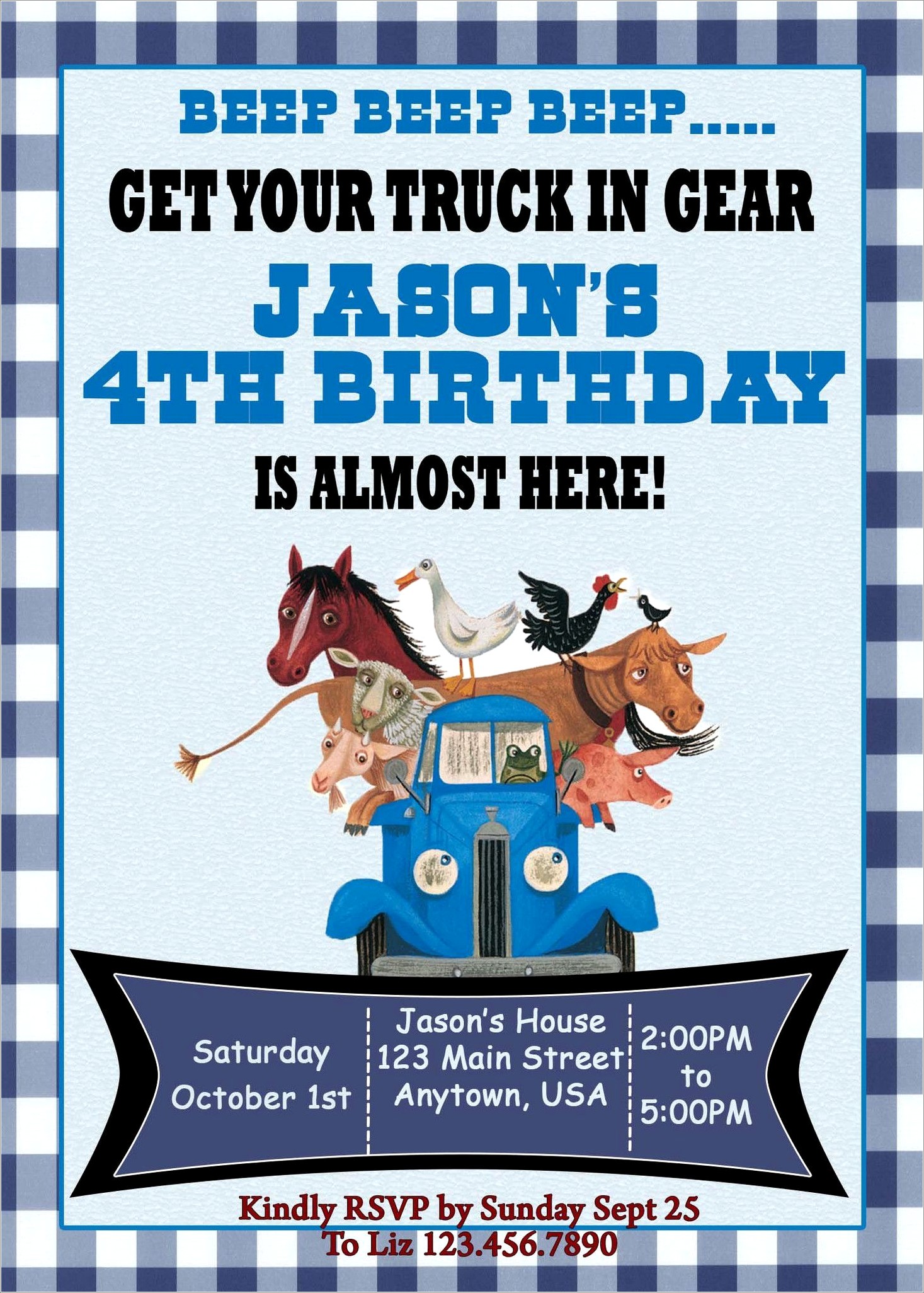 Little Blue Truck Birthday Invitations Free