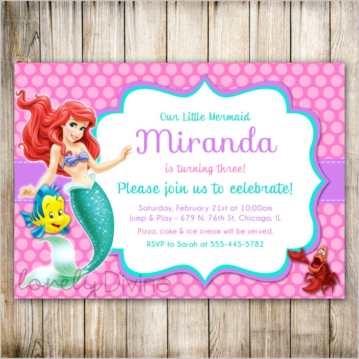 Little Mermaid Birthday Invitation Template