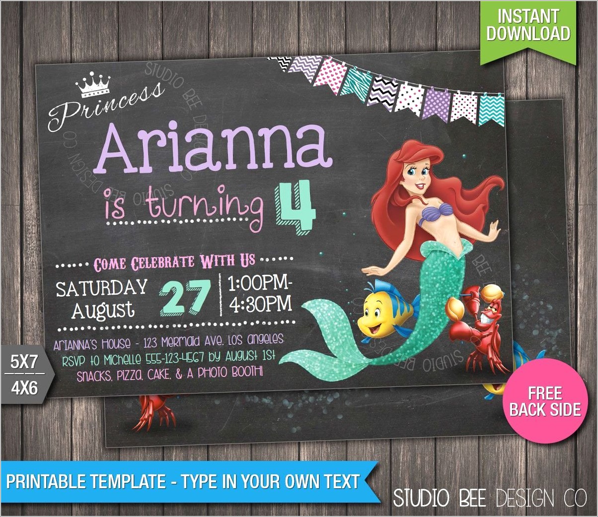 Little Mermaid Invitations Free Download