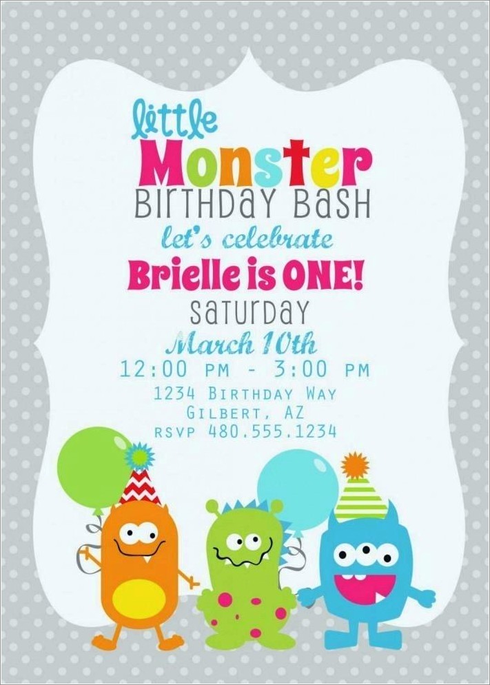 Little Monster Invitation Template Free