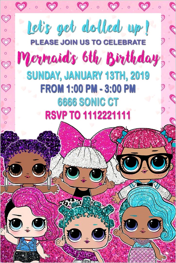 Lol Surprise Doll Birthday Invitations