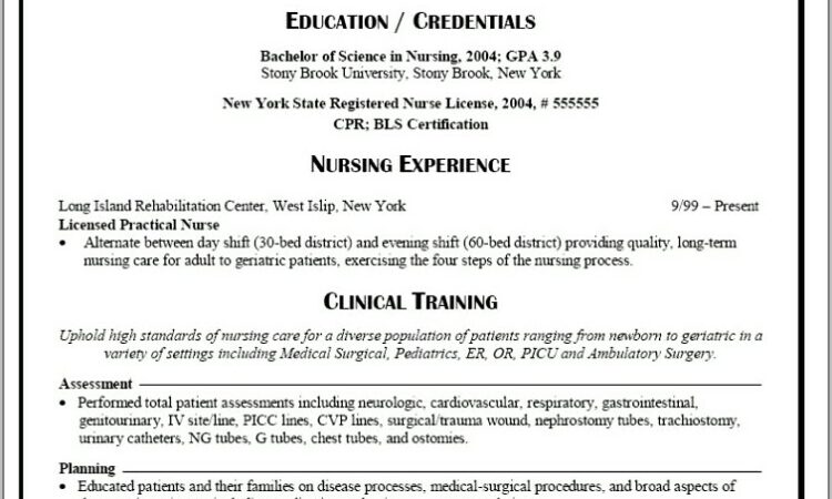 Lpn Nursing Resume Template Free