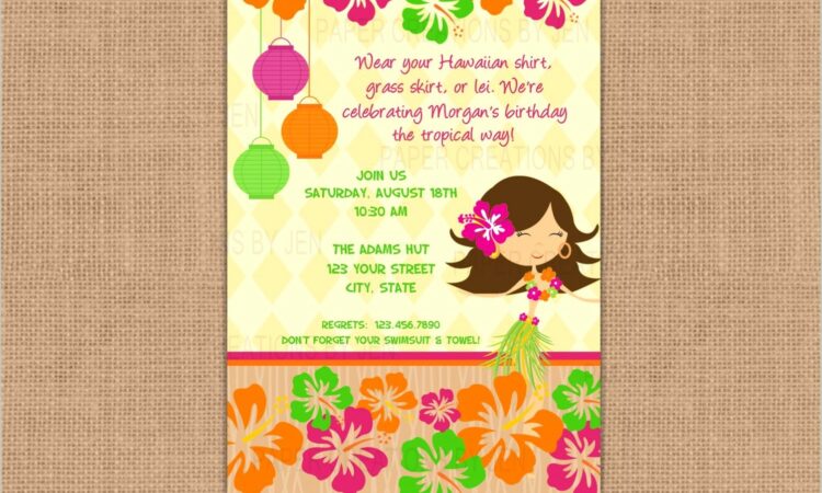 Luau Birthday Invitation Wording