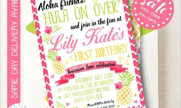 Luau First Birthday Invitations