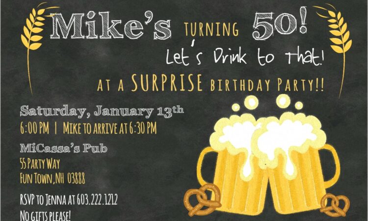 Male 50 Year Old Birthday Invitations