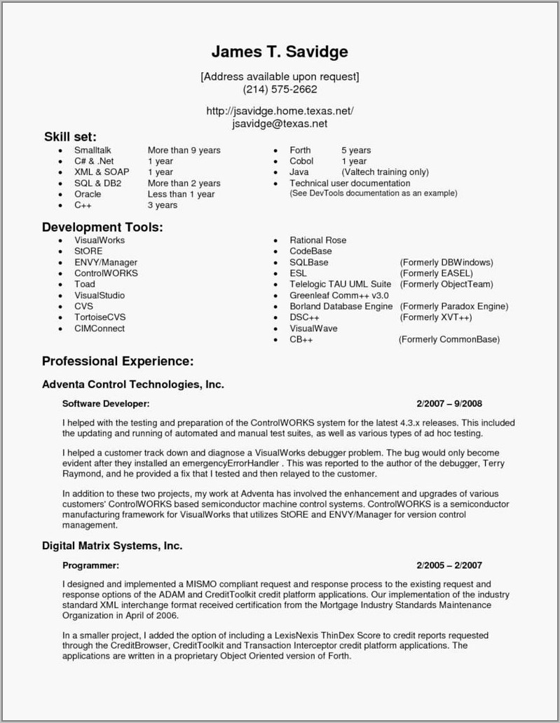 Manual Testing Resume Sample For Experience
