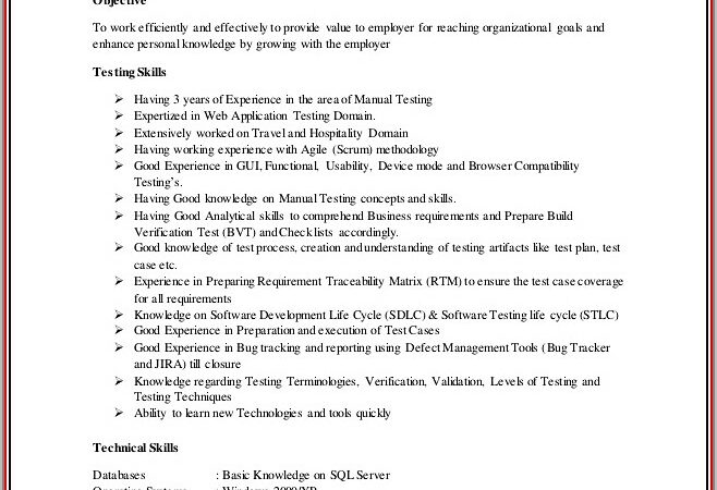 Manual Testing Sample Resume