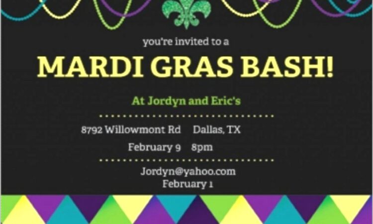 Mardi Gras Birthday Invitation Template Free