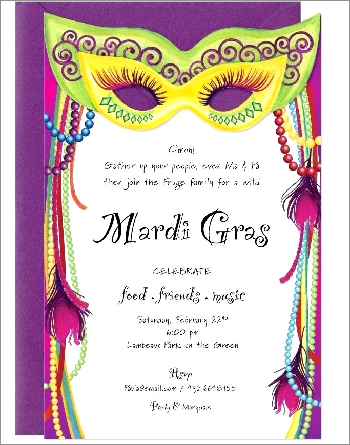 Mardi Gras Invitation Wording