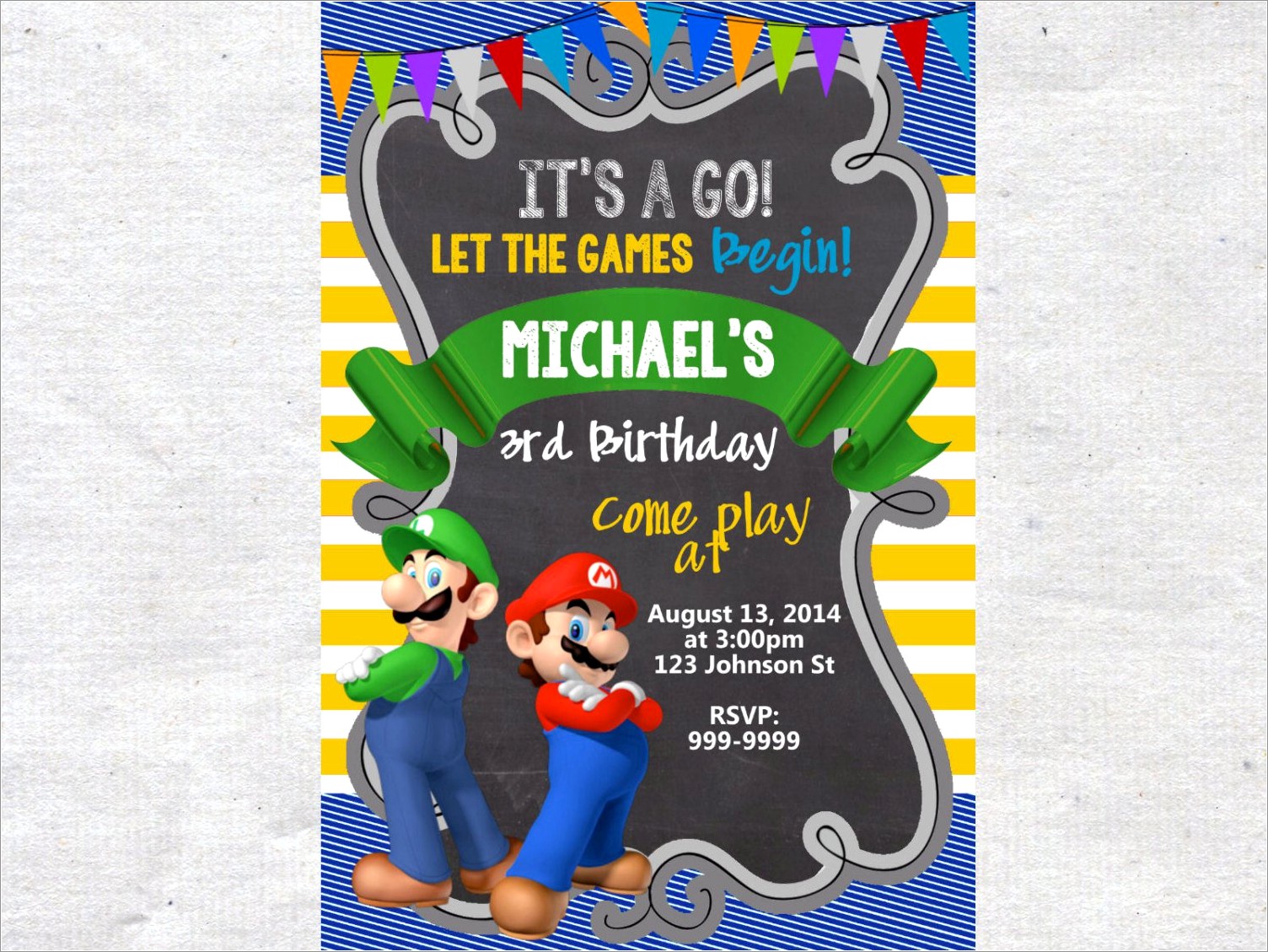Mario And Luigi Invitation Template