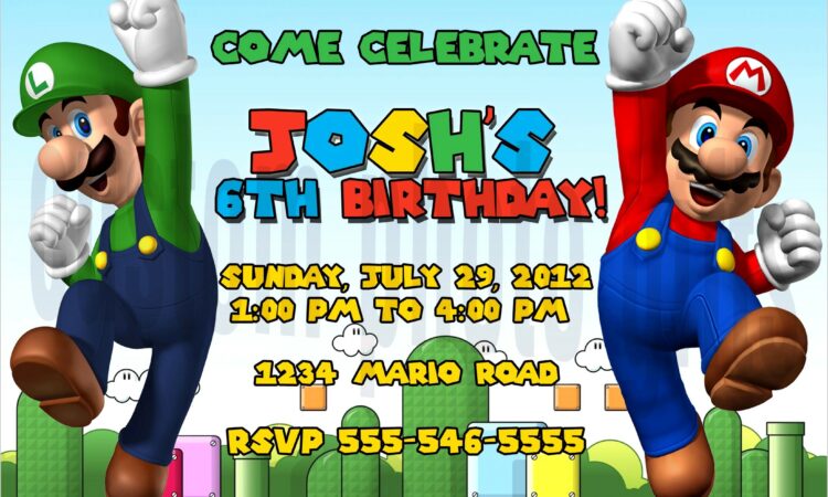 Mario Bros Birthday Invitations