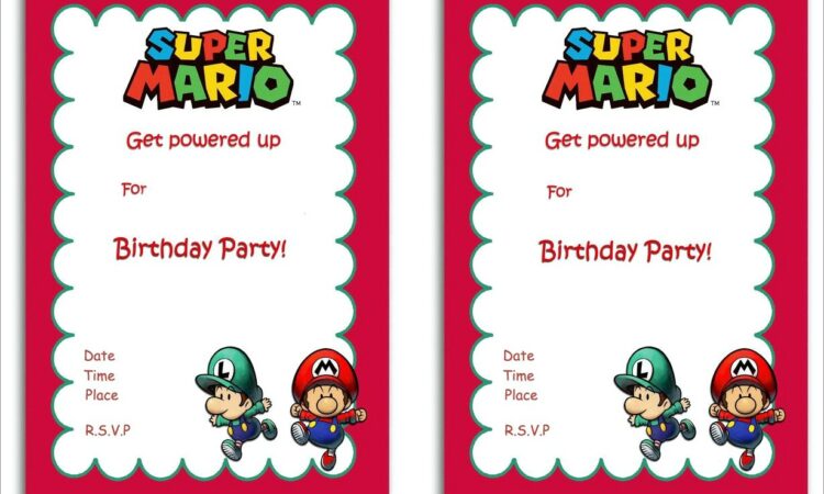 Mario Bros Invitation Template