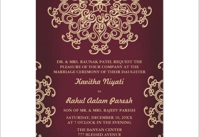 Maroon And Gold Wedding Invitation Cards