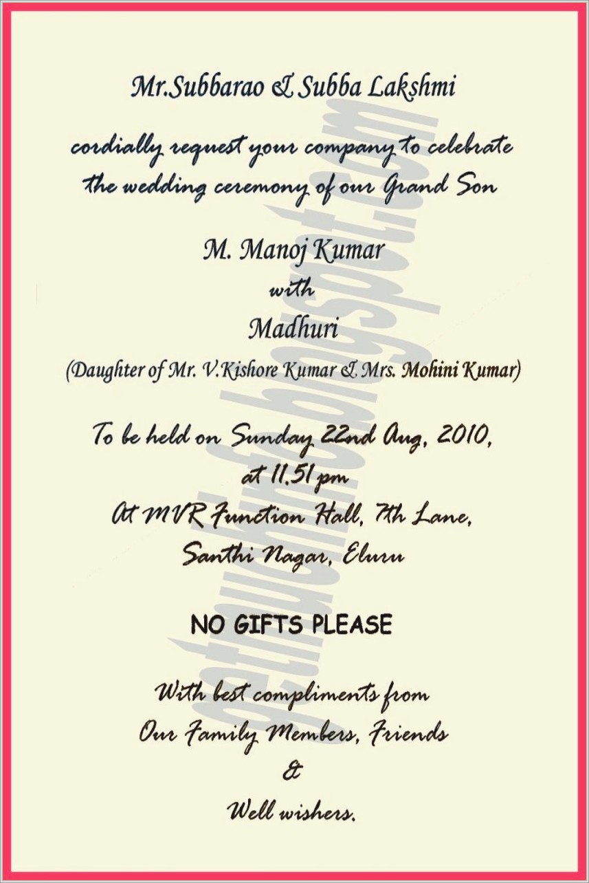 Marriage Invitation Template Tamil