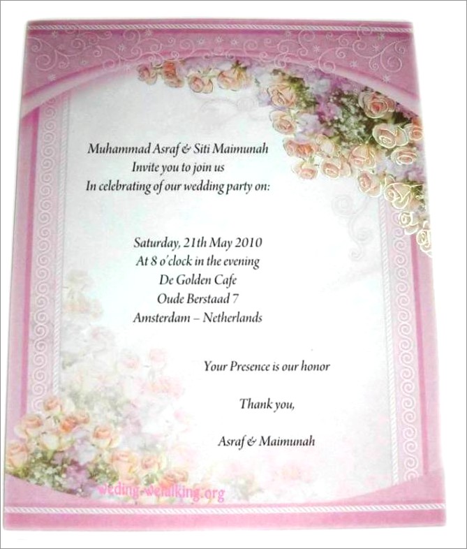 Marriage Invitation Wordings In English