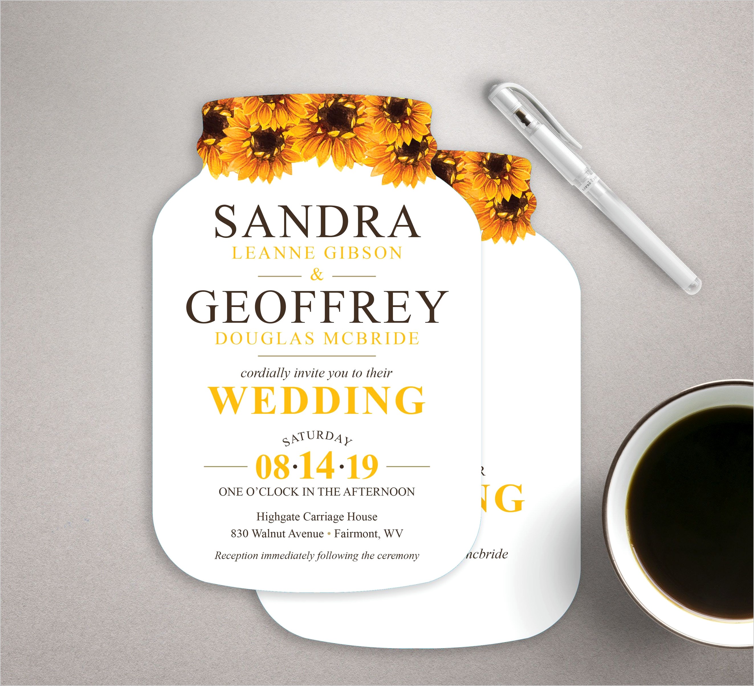 Mason Jar Shaped Wedding Invitations