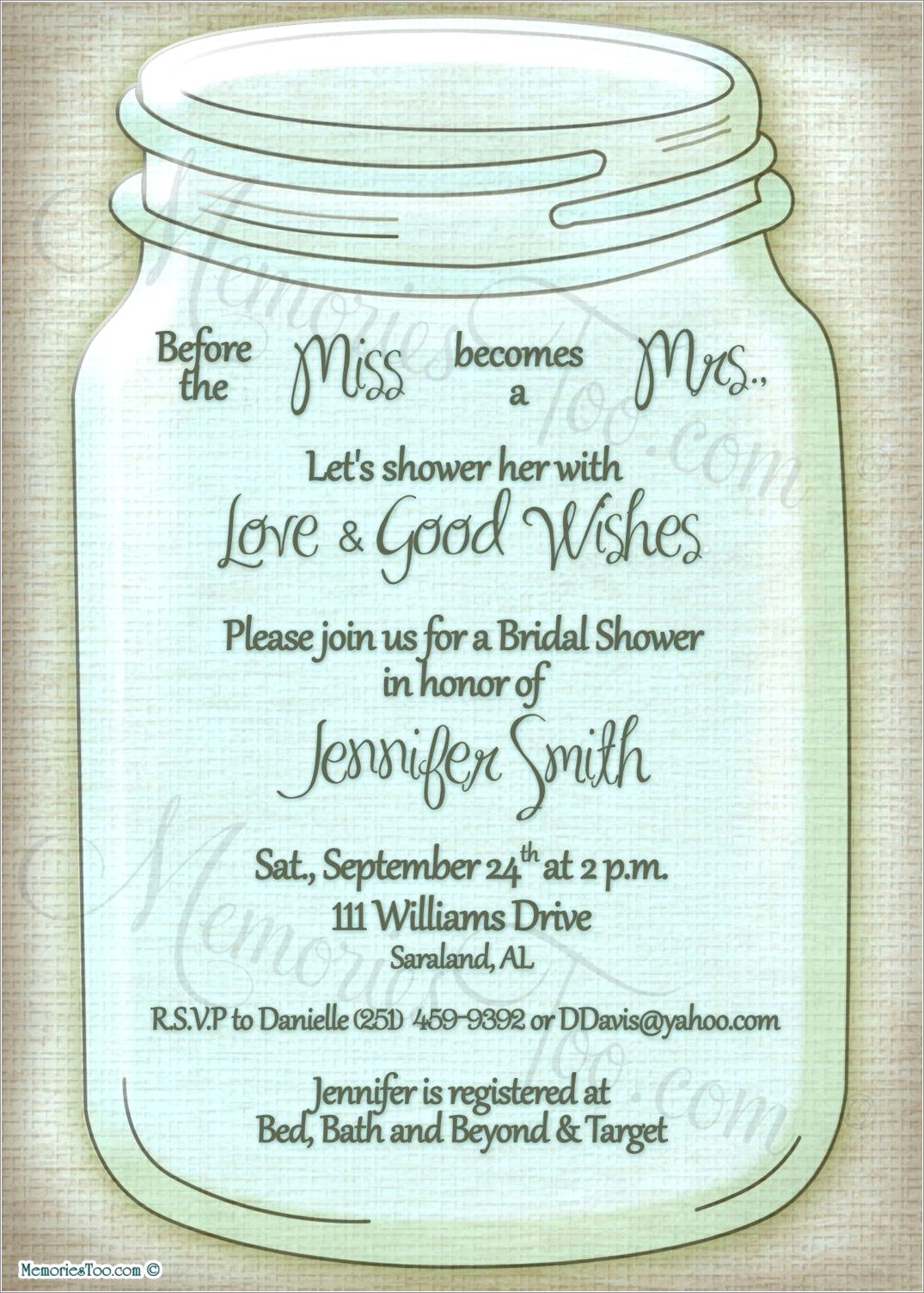 Mason Jar Wedding Invitations Template
