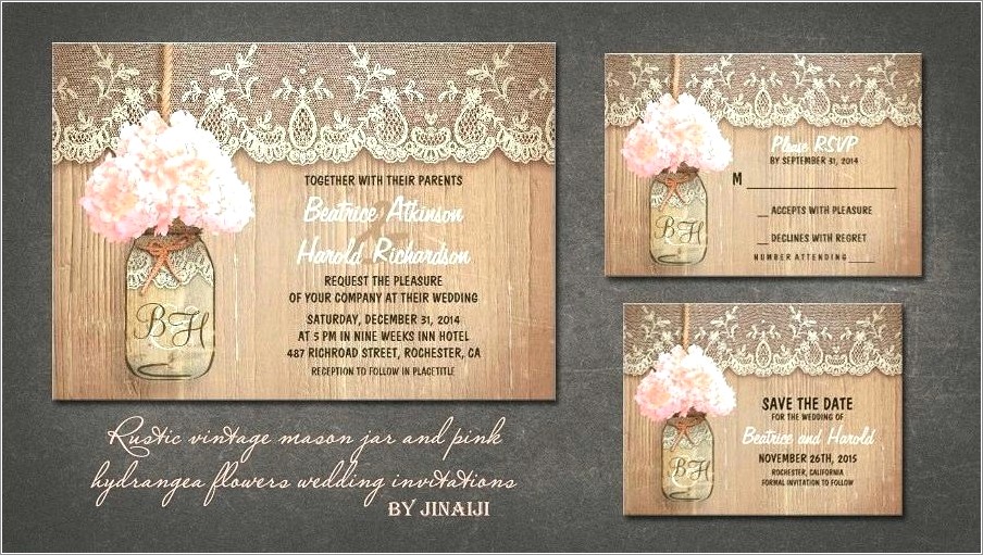 Mason Jar Wedding Invitations With Rsvp Cards