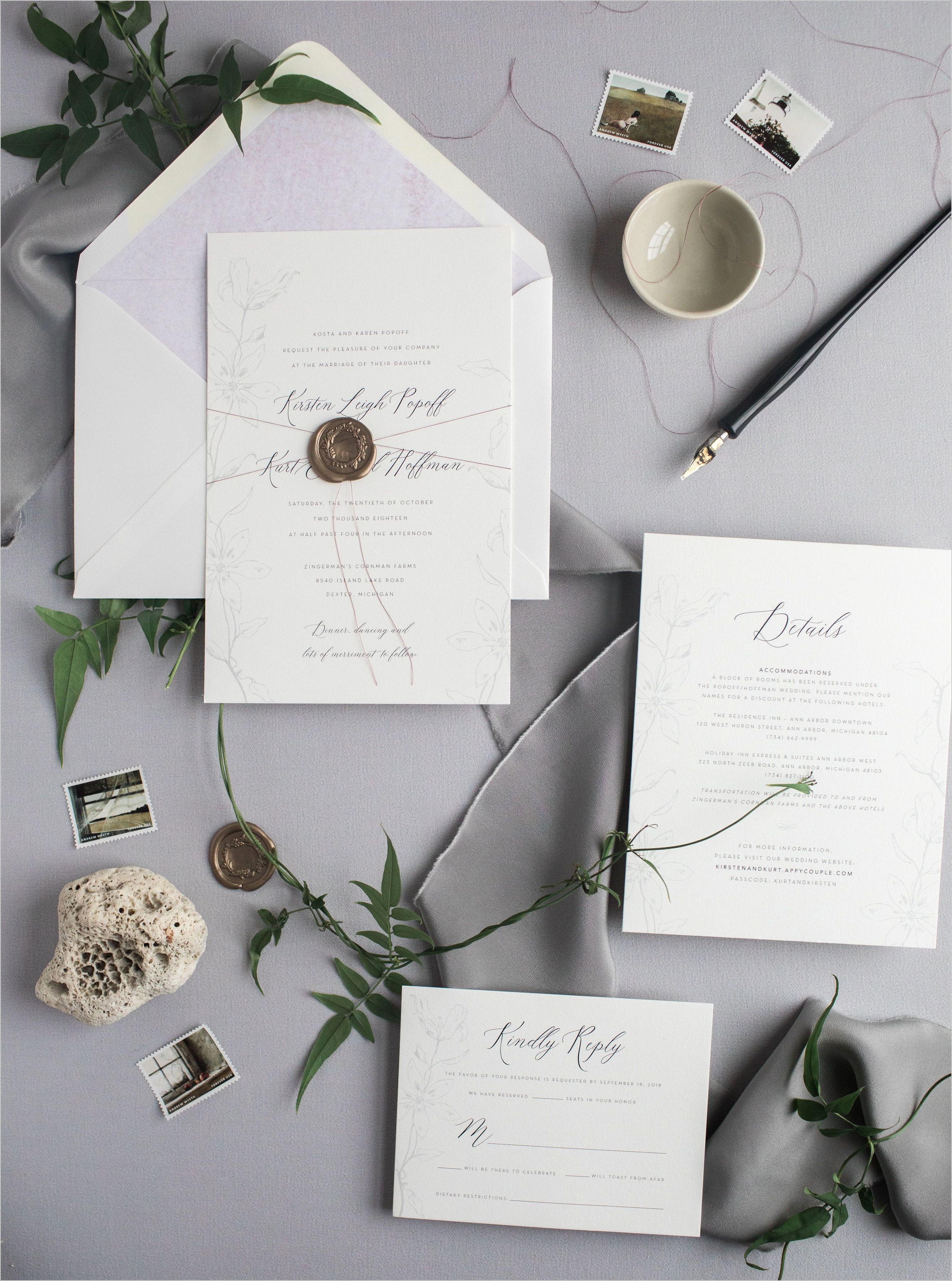 Mauve And Grey Wedding Invitations