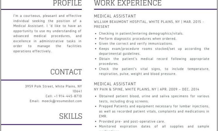 Medical Assistant Resume Samples Pdf