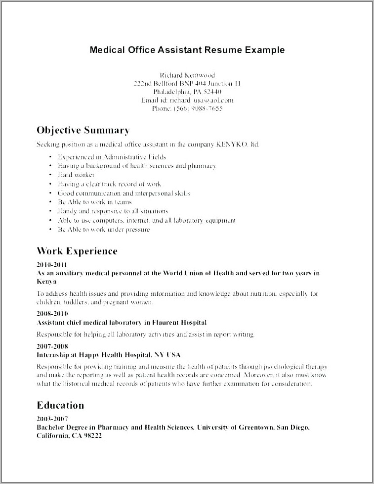 Medical Office Assistant Resume Examples