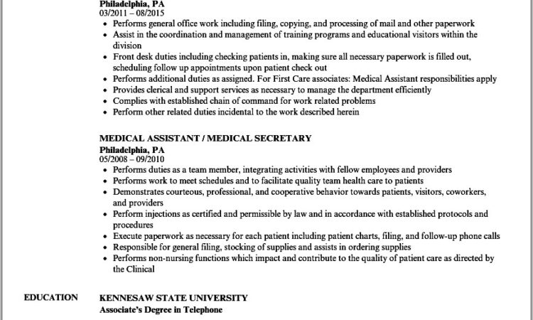 Medical Secretary Cv Sample