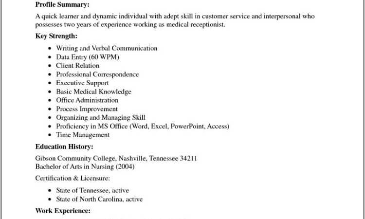 Medical Secretary Resume Example