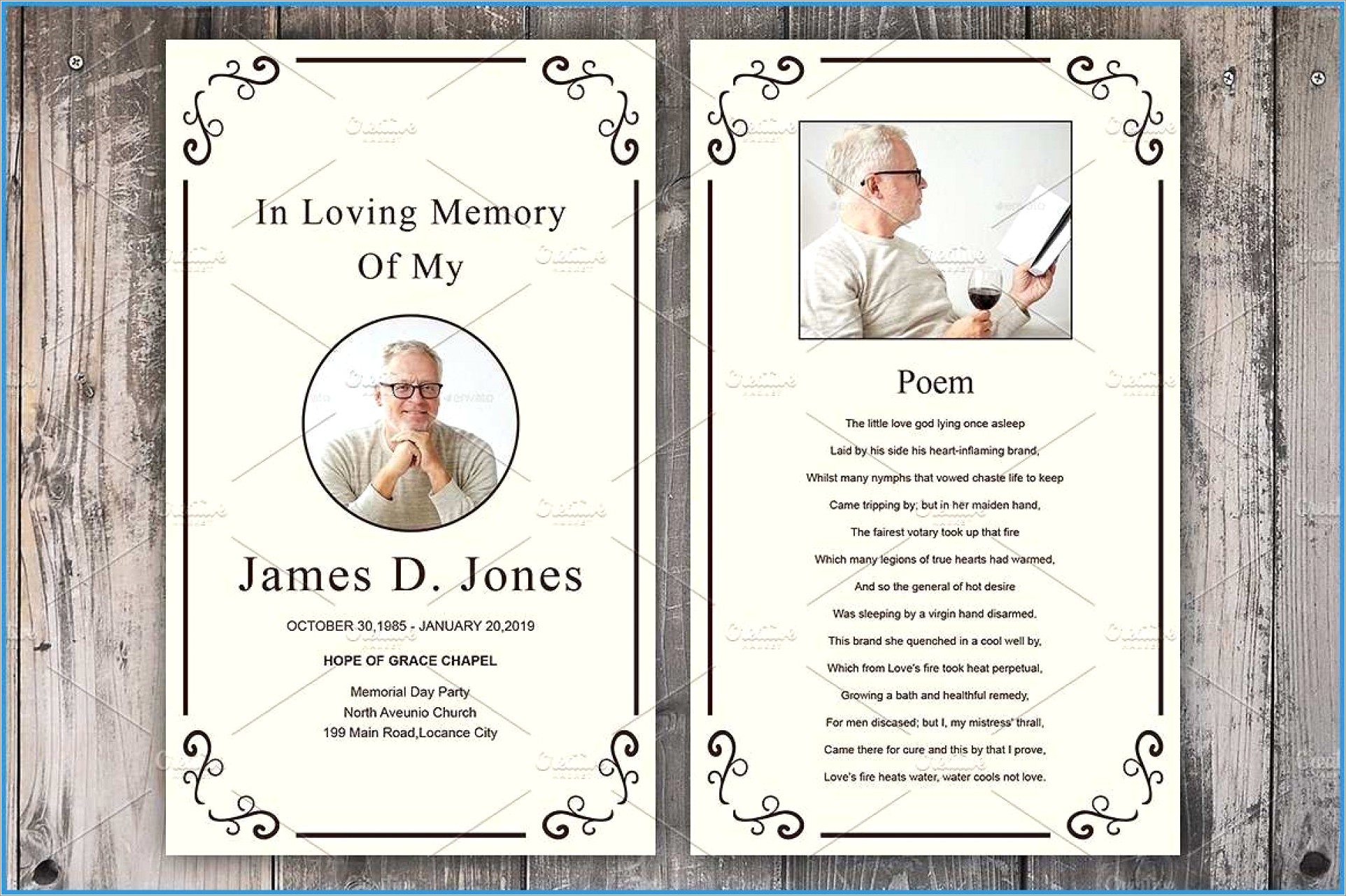Memorial Service Invitation Card Template
