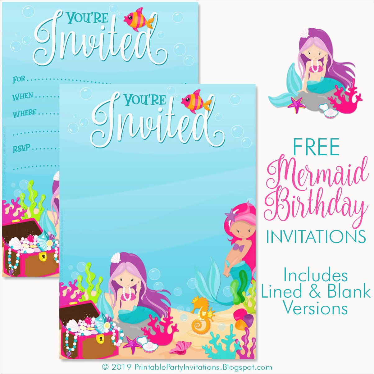 Mermaid Invitations Template Free