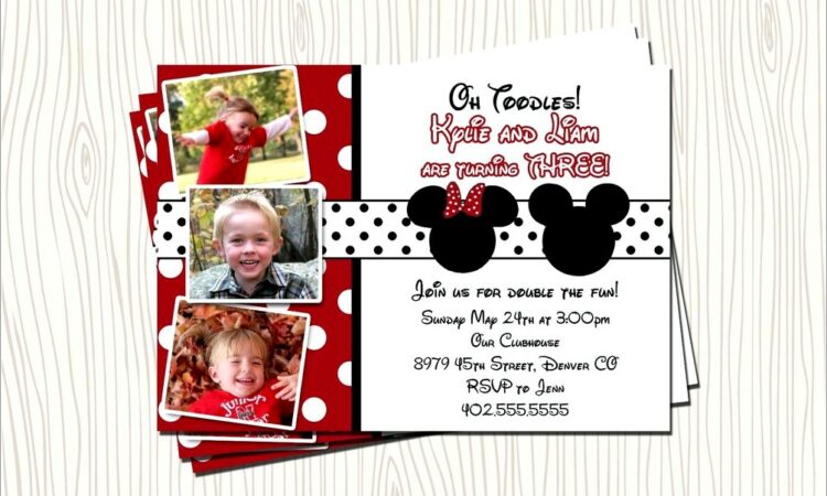 Mickey And Minnie Birthday Invitations For Twins