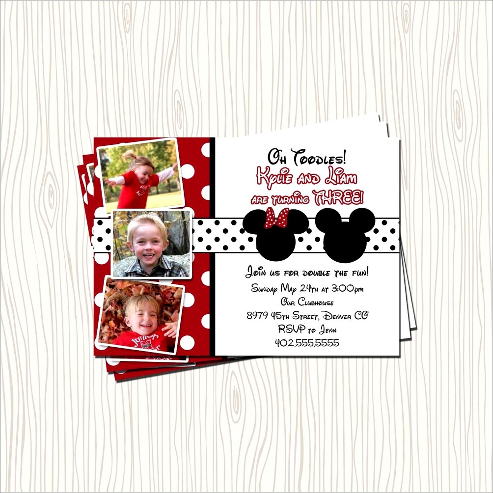 Mickey And Minnie Birthday Invitations For Twins