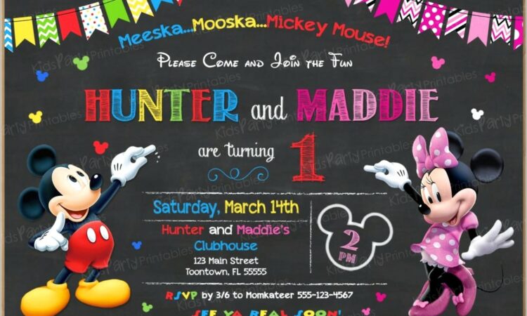 Mickey And Minnie Mouse Invitations For Twins