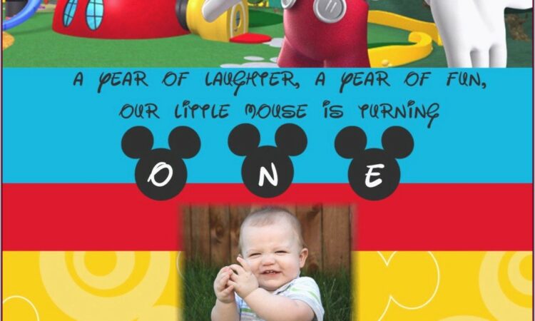 Mickey Mouse 1 Year Birthday Invitations