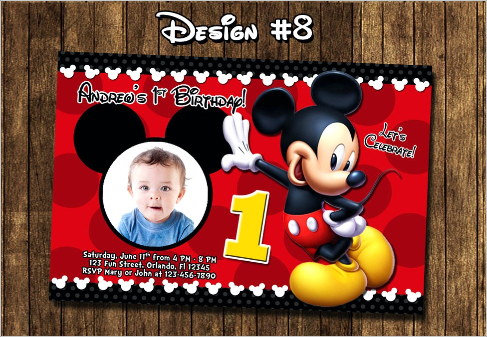 Mickey Mouse 1st Birthday Invitations Boy