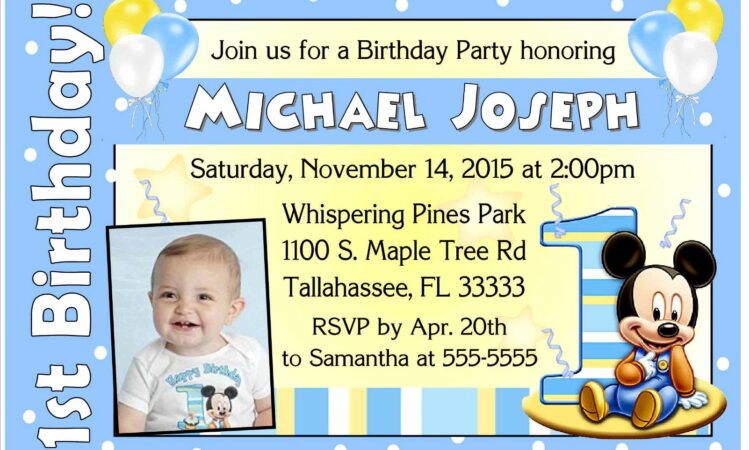 Mickey Mouse 1st Birthday Invitations Online