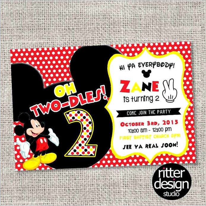 Mickey Mouse 2nd Birthday Invitations