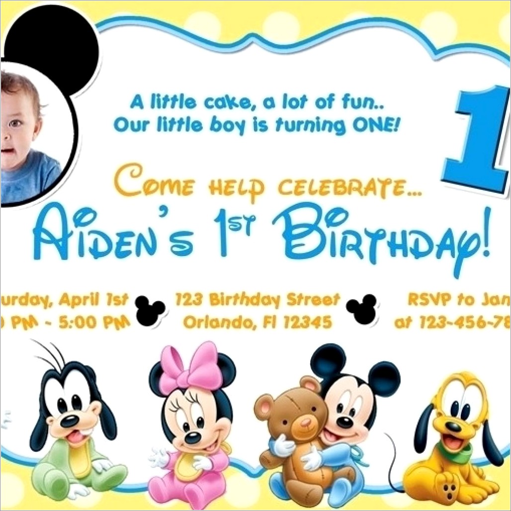 Mickey Mouse Birthday Invitation Card Design