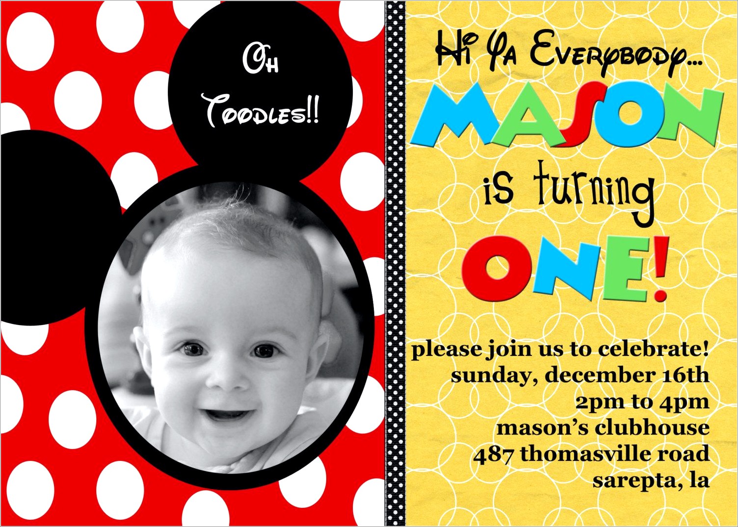 Mickey Mouse Photo Birthday Invitations