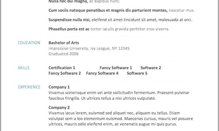 Microsoft Word Templates Resume Free Download
