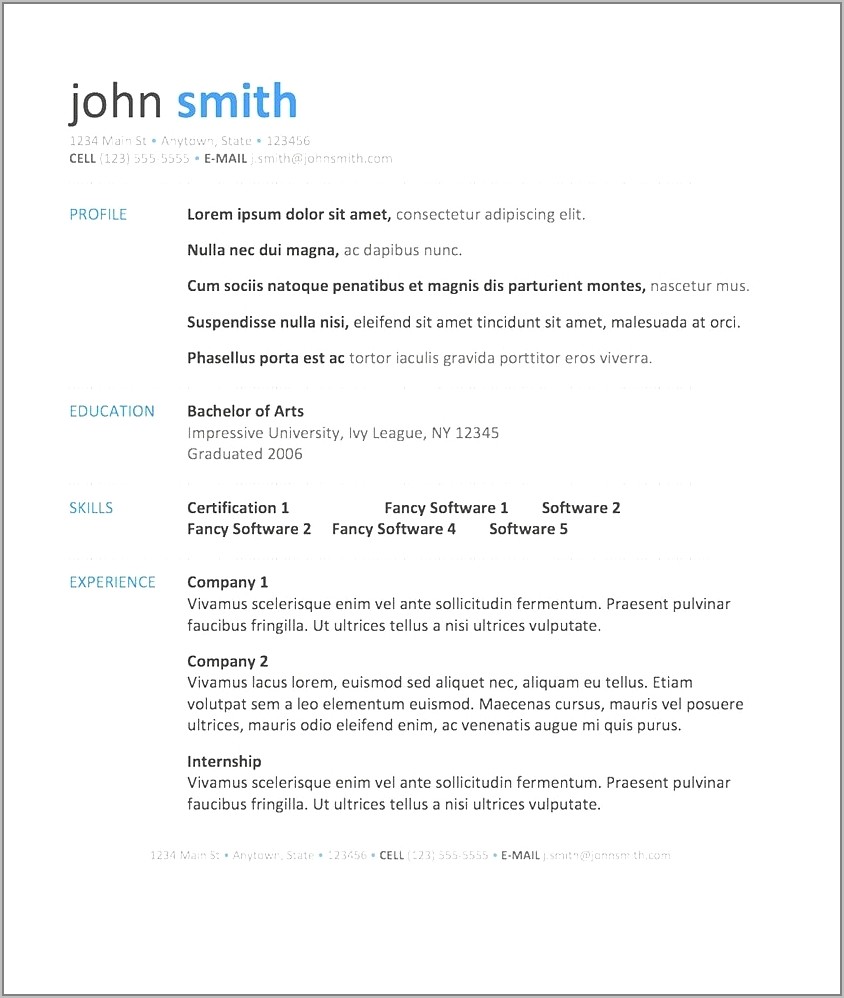 Microsoft Word Templates Resume Free Download