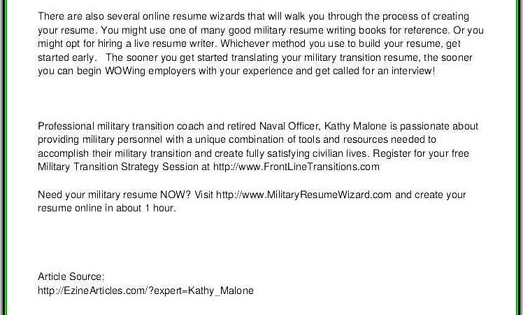 Military Resume Skills Examples