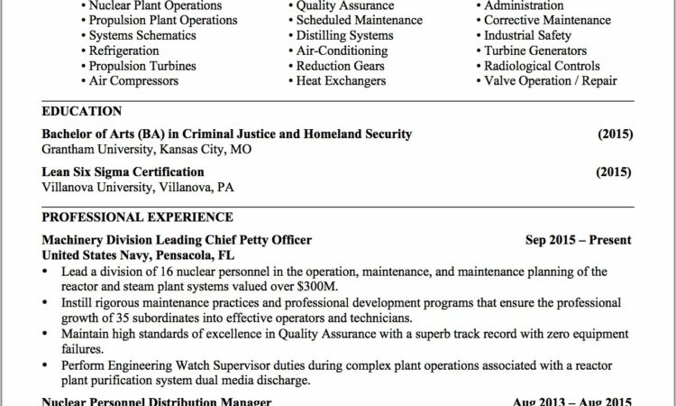 Military To Civilian Resume Template