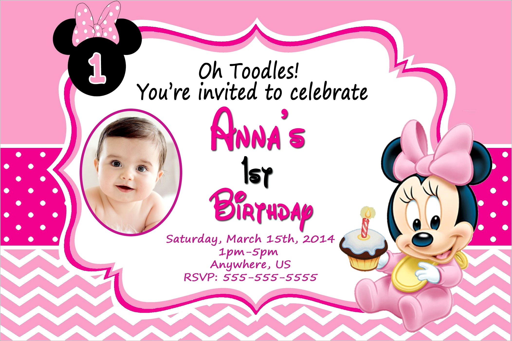 Minnie First Birthday Invitations