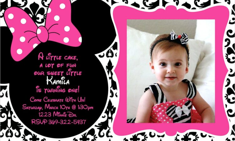 Minnie Mouse 1st Birthday Invitation Template