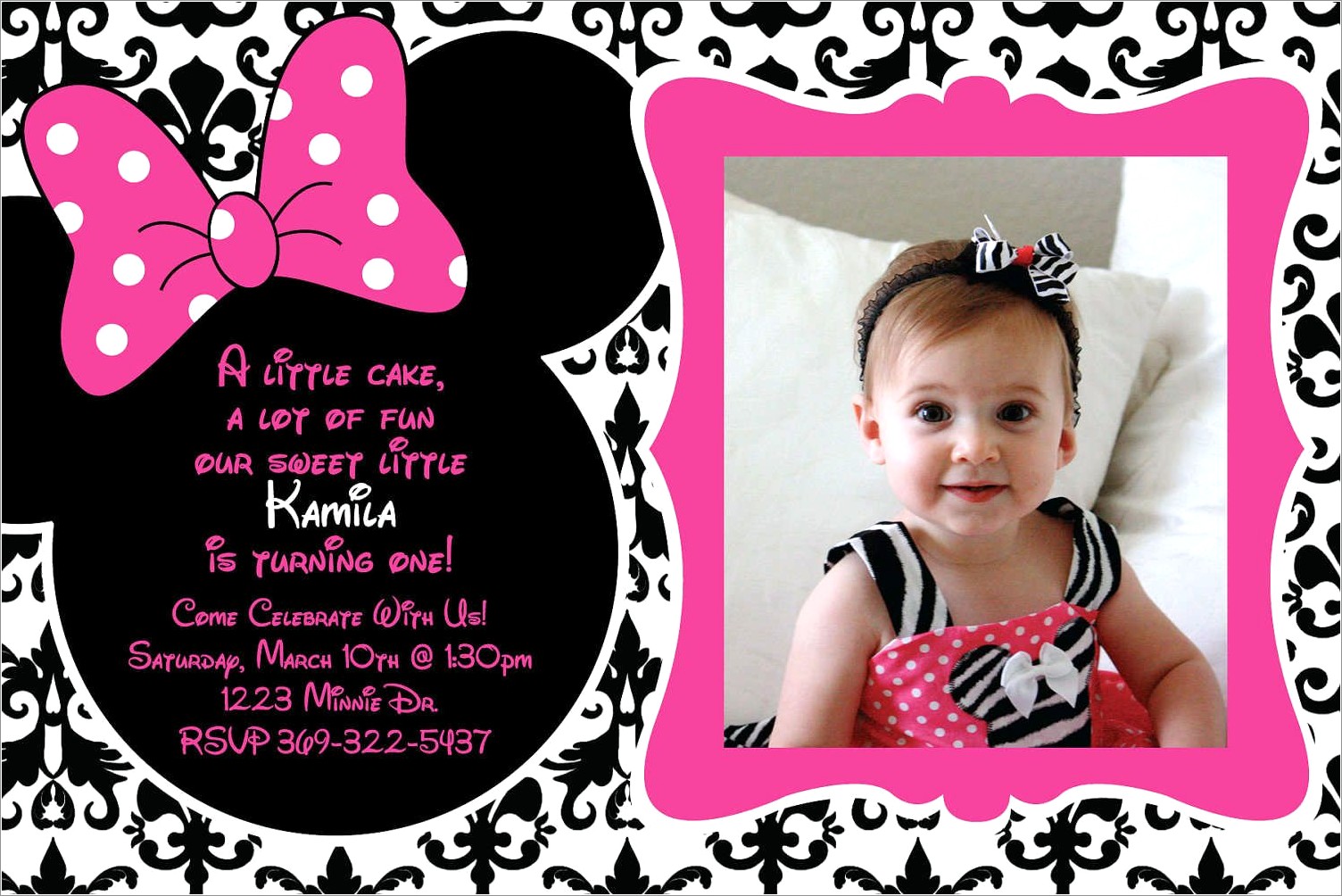 Minnie Mouse 1st Birthday Invitation Templates Free